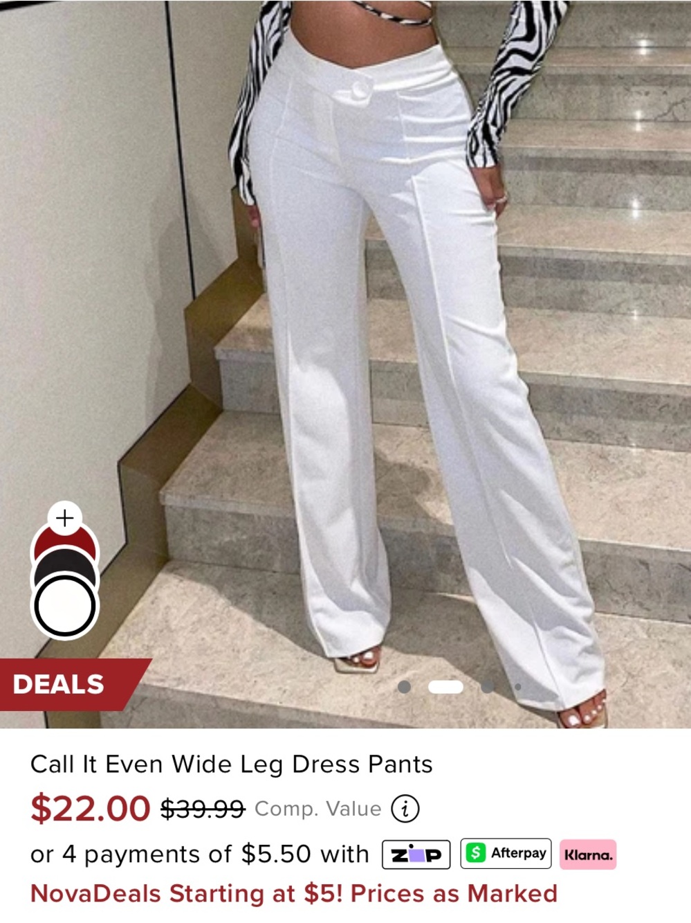 Fashion Nova White Wide-Leg Dress Pants